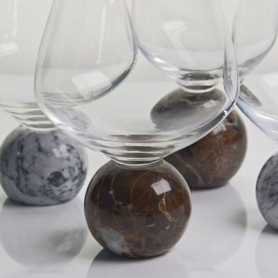 جودة Marble Sphere Base Crystal Wine Glass Set Handblown Ultra Clear Crystal with Natural Stone Elegance Ideal for Daily and Special Gatherings مصنع