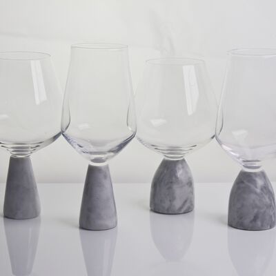 جودة Hand Blown Crystal Wine Glass with Modern Gray Marble Stem Base Ultra Clear Bowl Perfect for Dinner Parties and Everyday مصنع