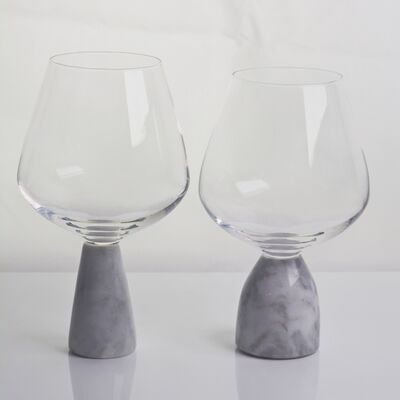 جودة Hand Blown Crystal Wine Glass with Modern Gray Marble Stem Base Ultra Clear Bowl Perfect for Dinner Parties and Everyday مصنع