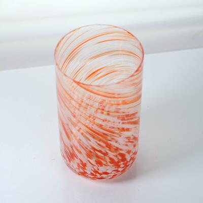 جودة Hand-blown Orange Swirl Confetti Glass Cup - Artisan Crafted Drinking Glass for Whiskey and Cocktails مصنع