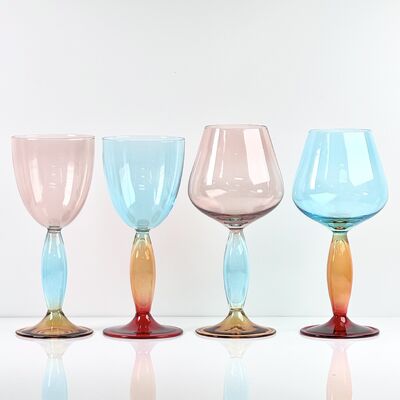 جودة Hand-Blown Gradient Color Borosilicate Wine Glasses, Multi-Color Artistic Stem Goblets for Wine, Cocktail, Home Bar & Party Decor مصنع