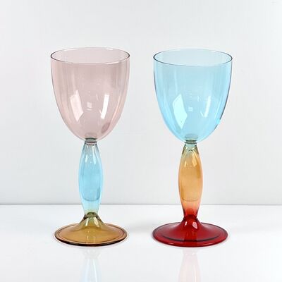 جودة Hand-Blown Gradient Color Borosilicate Wine Glasses, Multi-Color Artistic Stem Goblets for Wine, Cocktail, Home Bar & Party Decor مصنع