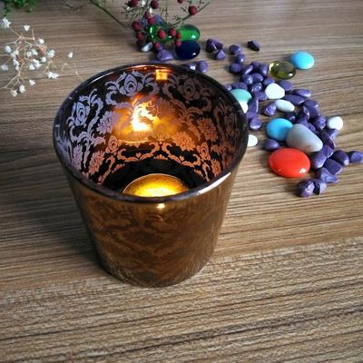 جودة Copper Glass Candle Holders With Laser Engrave Pattern مصنع