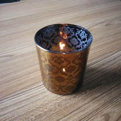 جودة Copper Glass Candle Holders With Laser Engrave Pattern مصنع
