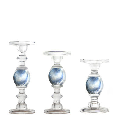 جودة Crystal 3 Size Long Stem Candle Holders With Marble Planet مصنع