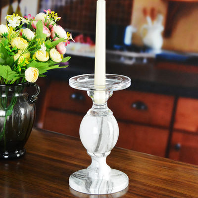 جودة Crystal 3 Size Long Stem Candle Holders With Marble Planet مصنع