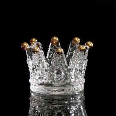 جودة Classic Crown Clear Glass Candle Holders مصنع