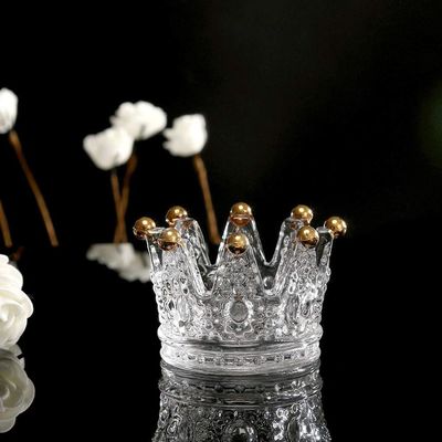 جودة Classic Crown Clear Glass Candle Holders مصنع