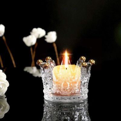 جودة Classic Crown Clear Glass Candle Holders مصنع