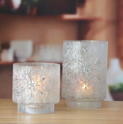 جودة Snow Flake Glass Candle Holders مصنع