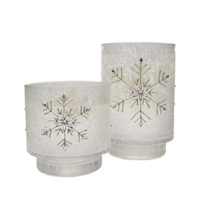 جودة Snow Flake Glass Candle Holders مصنع