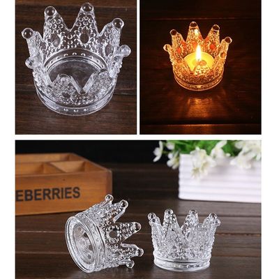 جودة Romantic Crown Tea Light Mini Votive Candle Holders ,  Glass Cylinder Candle Holders For Party مصنع