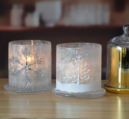 جودة Frost Glass Candle Holders , Glass Cylinder Candle Holders For Holiday Decoration مصنع