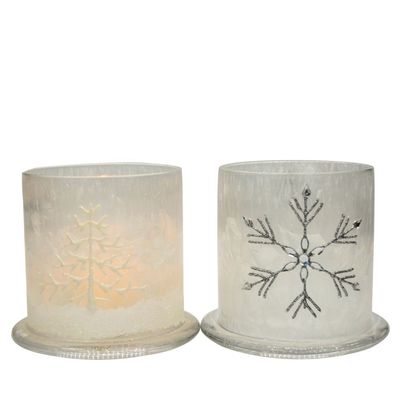 جودة Frost Glass Candle Holders , Glass Cylinder Candle Holders For Holiday Decoration مصنع