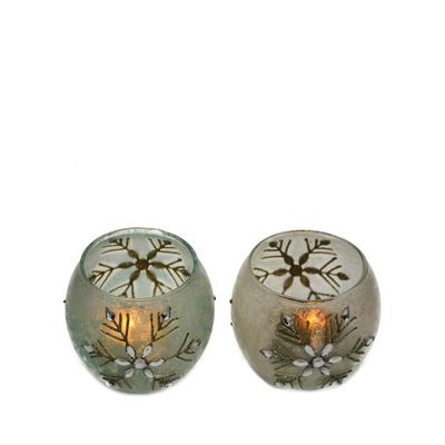 جودة Handpainted Christmas Snowflake Glass Cylinder Candle Holders مصنع