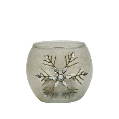 جودة Handpainted Christmas Snowflake Glass Cylinder Candle Holders مصنع
