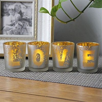 جودة Electroplated Matte Glass Candle Holders With Morden Pattern مصنع