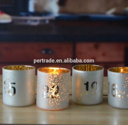 جودة Electroplated Matte Glass Candle Holders With Morden Pattern مصنع