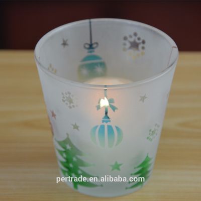 جودة Frosted Color Pattern Vintage Glass Candle Holders For Christmas مصنع