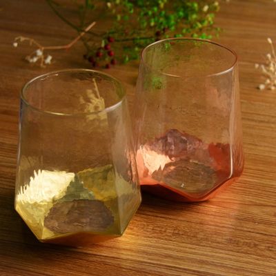 جودة Customize Stemless Gold Foil Decorated Crystal Wine Glass مصنع