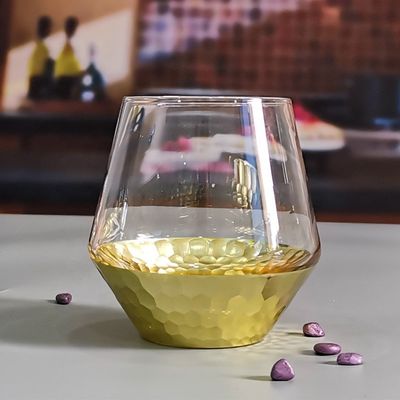 جودة 400ml Hand Cut Gold Honeycomb Crystal Wine Glasses مصنع