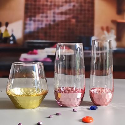 جودة 400ml Hand Cut Gold Honeycomb Crystal Wine Glasses مصنع