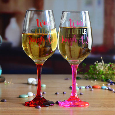 جودة 340ml Crystal Wine Glass With Funny Fonts Decal Decoration مصنع