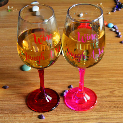 جودة 340ml Crystal Wine Glass With Funny Fonts Decal Decoration مصنع