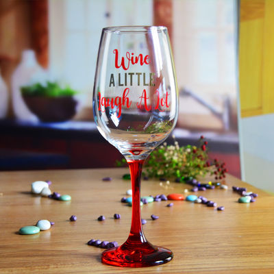 جودة 340ml Crystal Wine Glass With Funny Fonts Decal Decoration مصنع