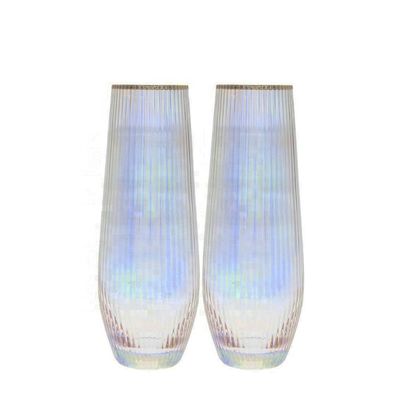 جودة Ion Plated Rainbowl 16 Oz Stemless Wine Glass , Antique Crystal Wine Glasses مصنع