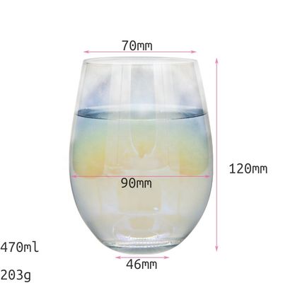 جودة Ion Plated Rainbowl 16 Oz Stemless Wine Glass , Antique Crystal Wine Glasses مصنع
