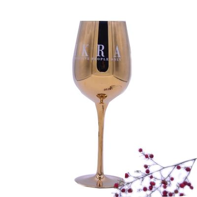 جودة Gold Plated 16oz Crystal Wine Glass With Decal Logo For Gift مصنع