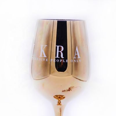 جودة Gold Plated 16oz Crystal Wine Glass With Decal Logo For Gift مصنع