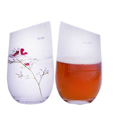 جودة Bevel Oblique Edge Stemless Crystal Wine Glass With Angle Top مصنع