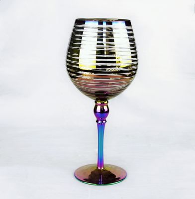 جودة Laser Circles Pattern Iridescent Crystal Wine Glass With Pearl Stem مصنع