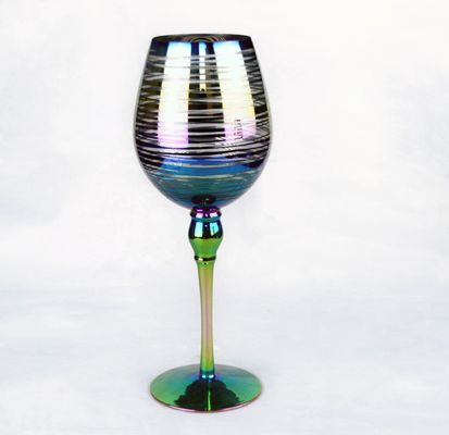 جودة Laser Circles Pattern Iridescent Crystal Wine Glass With Pearl Stem مصنع