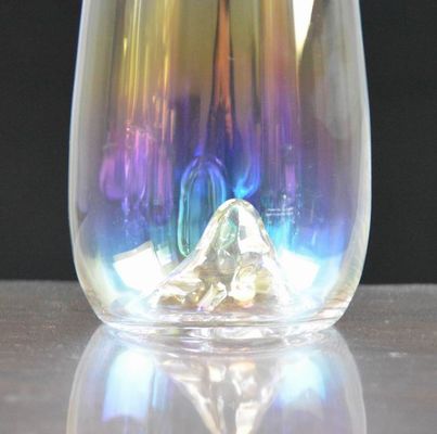 جودة Ice Mountain Bottom Crystal Wine Glass With Ion Plated Irridescent مصنع