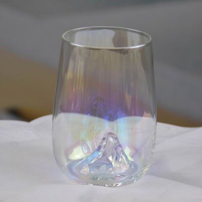 جودة Ice Mountain Bottom Crystal Wine Glass With Ion Plated Irridescent مصنع
