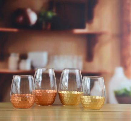 جودة 450ml Gold Cutted Honeycomb Stemless Crystal Wine Glass مصنع
