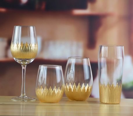 جودة 450ml Gold Cutted Honeycomb Stemless Crystal Wine Glass مصنع