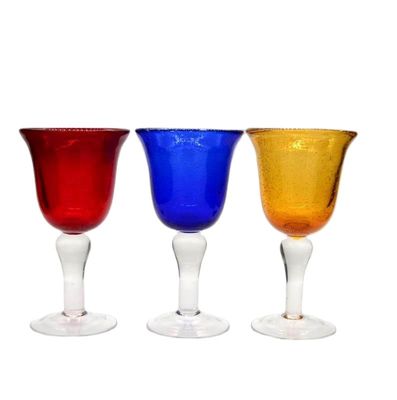 جودة Handblown Solid Color Mexican Bubbles Goblet Crystal Wine Glass مصنع