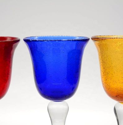 جودة Handblown Solid Color Mexican Bubbles Goblet Crystal Wine Glass مصنع