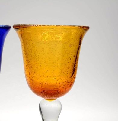جودة Handblown Solid Color Mexican Bubbles Goblet Crystal Wine Glass مصنع