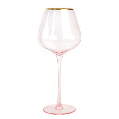جودة Gold Rim Pink Crystal Wine Glass For Holiday Party مصنع