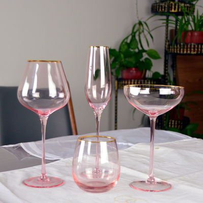 جودة Gold Rim Pink Crystal Wine Glass For Holiday Party مصنع