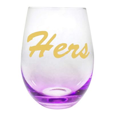 جودة Egg Shape  Stemless Clear Wine Glass ，Clear Stemless Wine Glasses With Golden Fonts مصنع