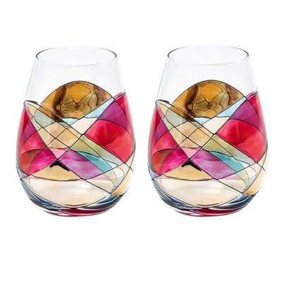 جودة Handpainted Stemless Golden Luster Crystal Wine Glass , Engraved Crystal Glasses مصنع