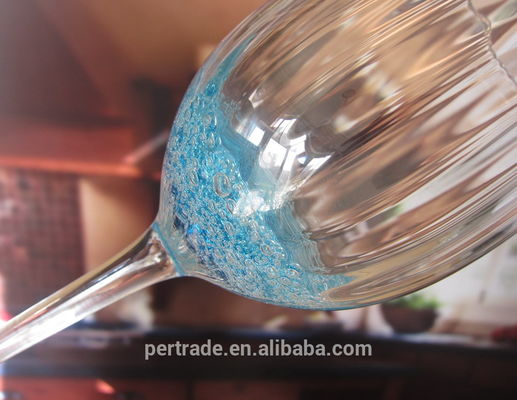 جودة Handmade Ocean Blue Wine Goblet Glass With Sparkling Bubbles مصنع