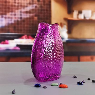 جودة Home Decoration 8" Fish Style Vintage Pink Glass Vase مصنع