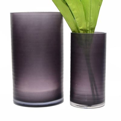 جودة Hand Engraved Cylinder Decorative Glass Vase ,  Cylinder Vase Centerpieces With Pattern مصنع